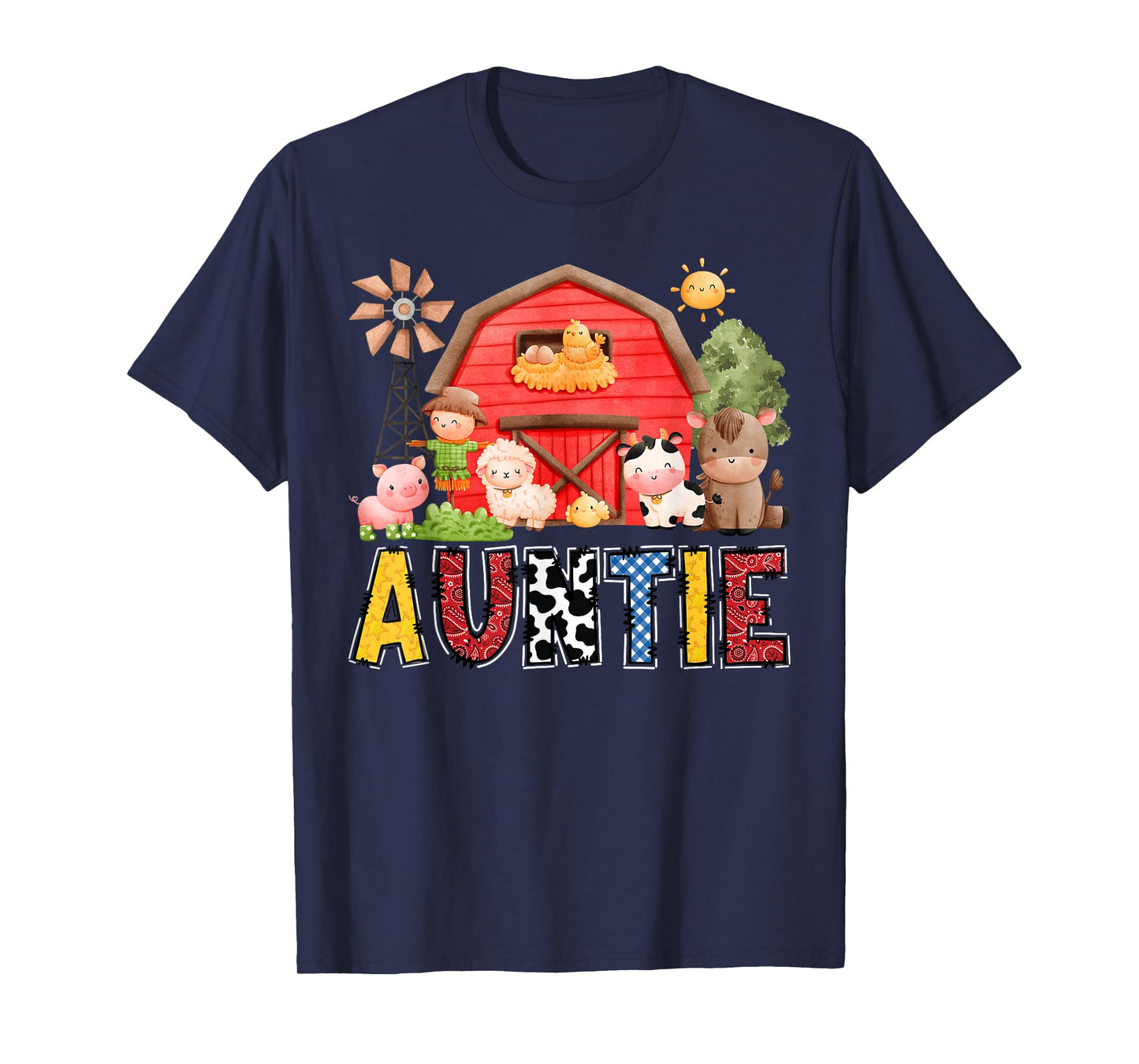 Auntie Red Farm Cow Birthday Boy Matching Family Party T-Shirt