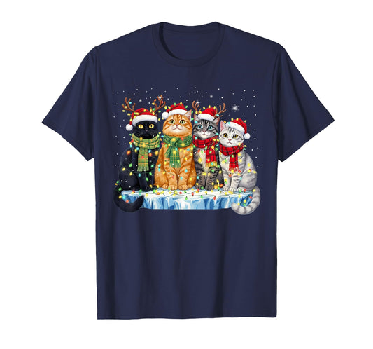 Cute Christmas Cats Funny Xmas Holiday Kitten Lover Graphic T-Shirt