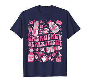Retro Emergency Department ED ER Nurse Valentines Day Women T-Shirt