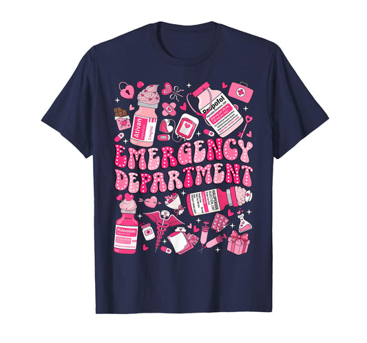 Retro Emergency Department ED ER Nurse Valentines Day Women T-Shirt