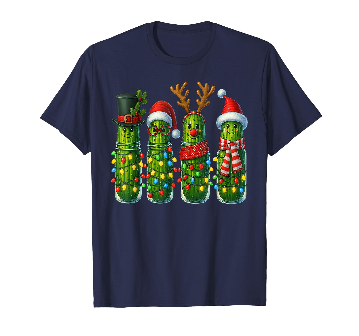 Christmas Pun Pickle Lights Funny Vegetable Holiday Family T-Shirt
