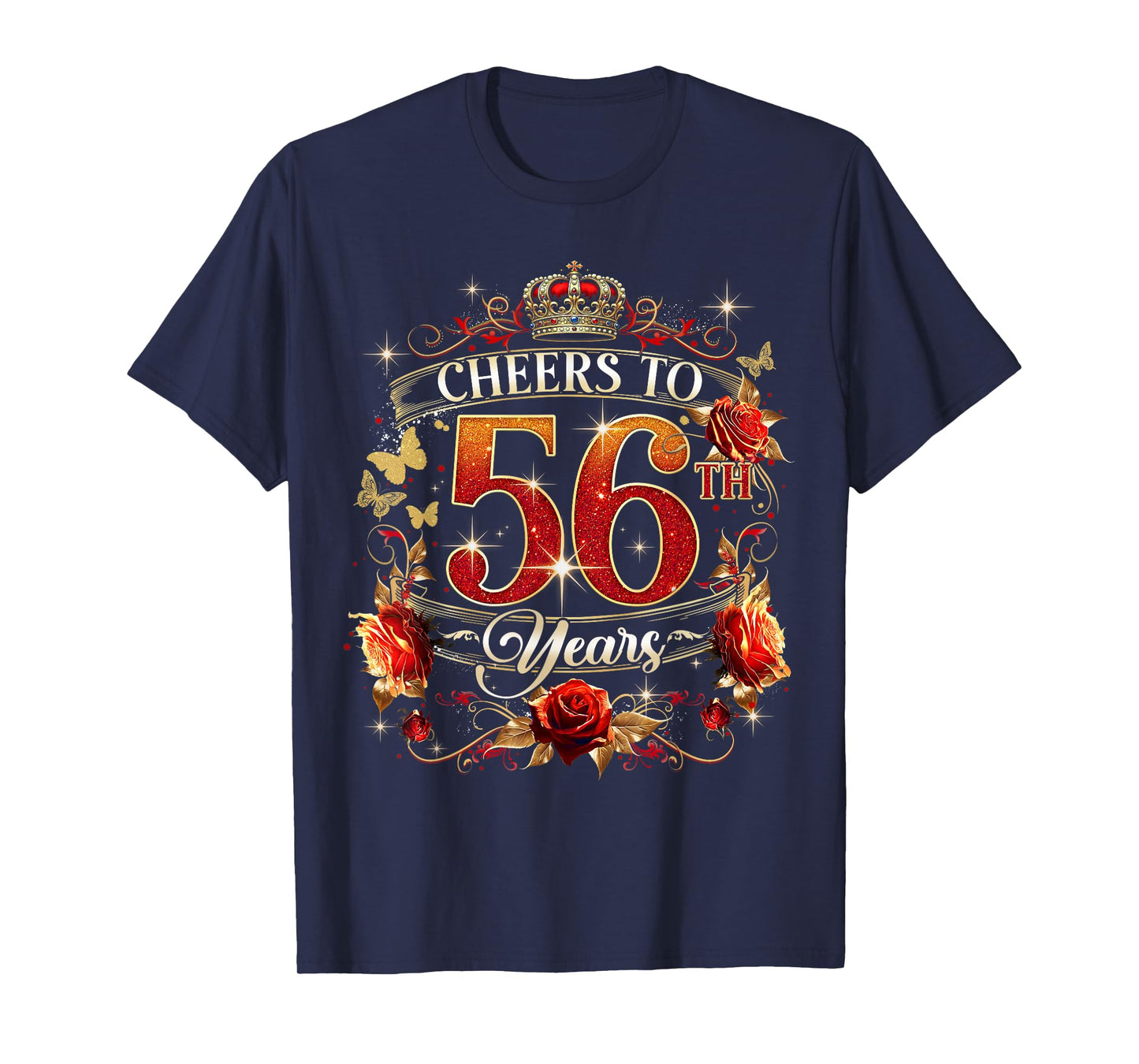 Cheers to 56 Years Old Wedding Anniversary 56th Birthday T-Shirt