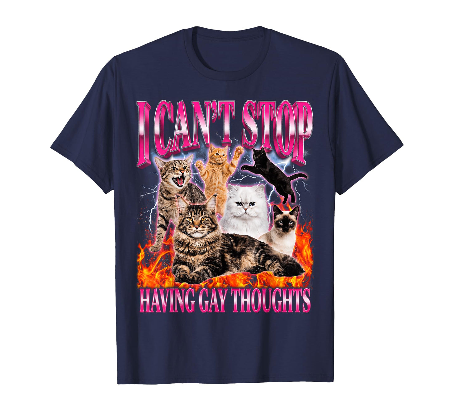 Funny Cat I Can't Stop Having Gay Thoughts LGBTQ Pride T-Shirt