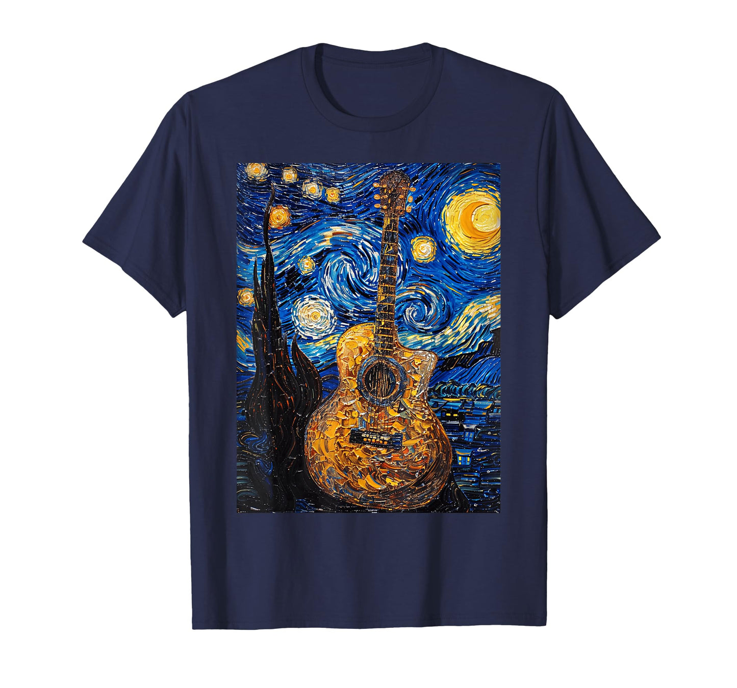 Acoustic Guitar Van Gogh Starry Night T-Shirt