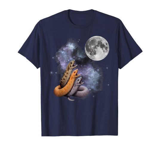 Vintage Three Hognose Snake Howling The Moon Animal Graphic T-Shirt