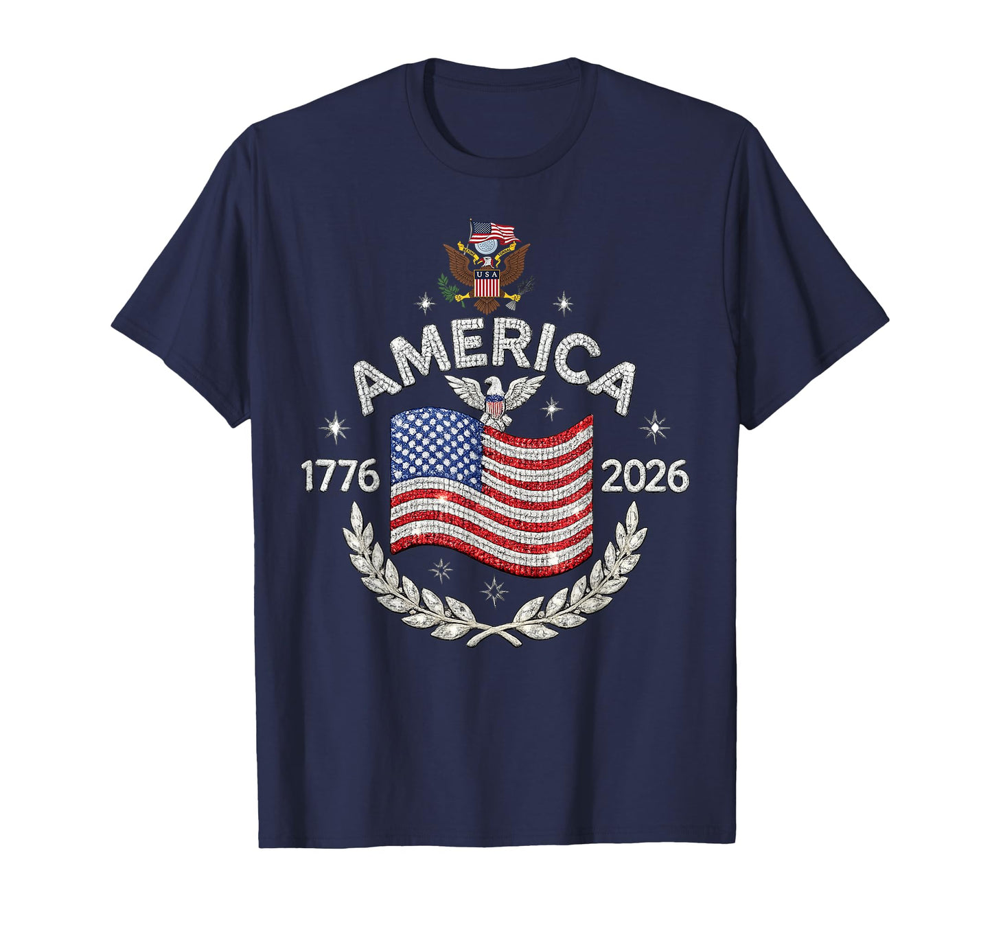America 1776 2026 Patriotic Eagle USA Flag Vintage T-Shirt