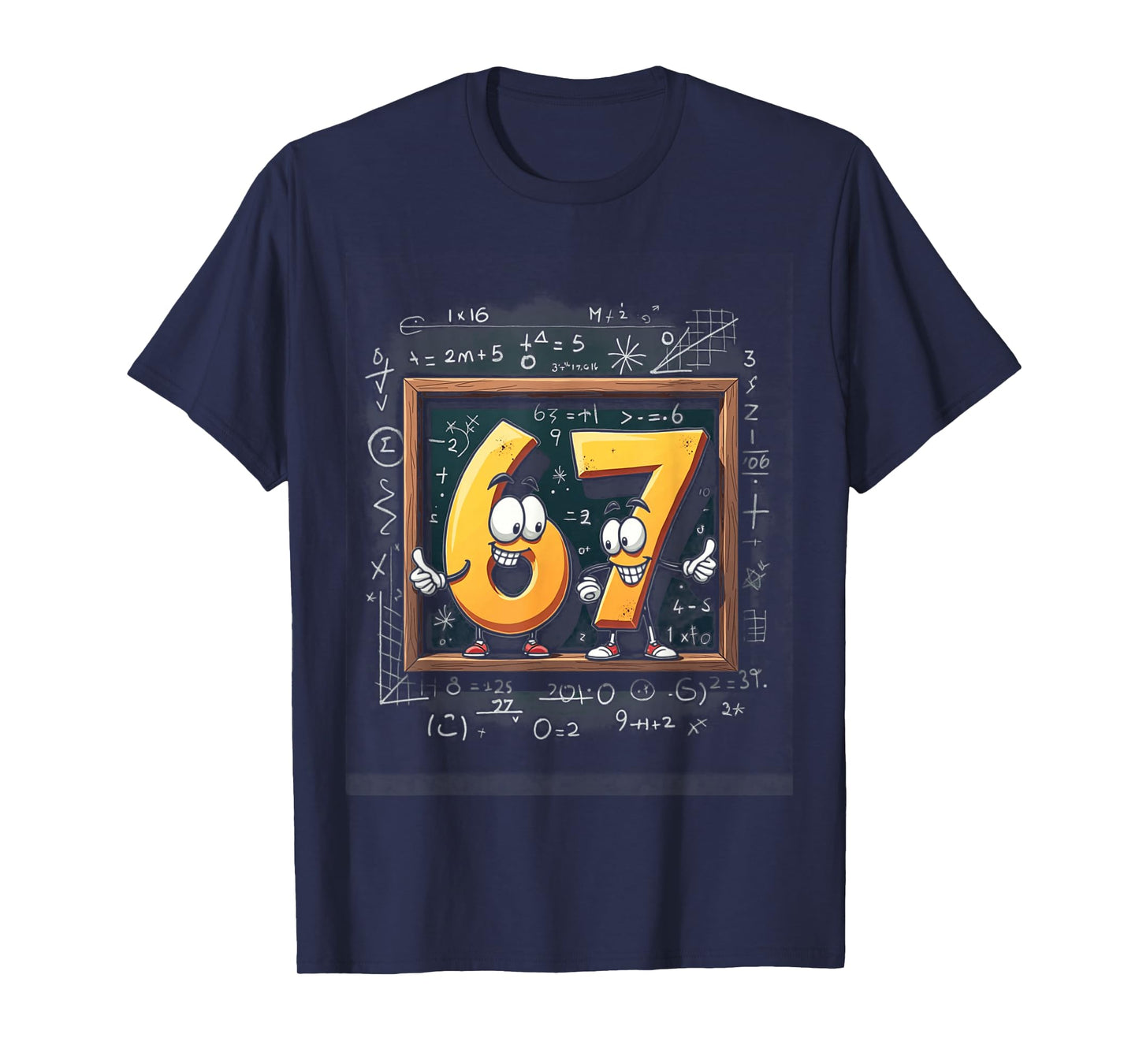 Six Seven Math Meme 67 Chalkboard Cartoon Classroom Humor T-Shirt