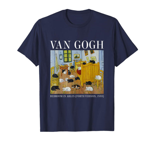 Bedroom Van Gogh Cats Funny Cat Art Paintings T-Shirt