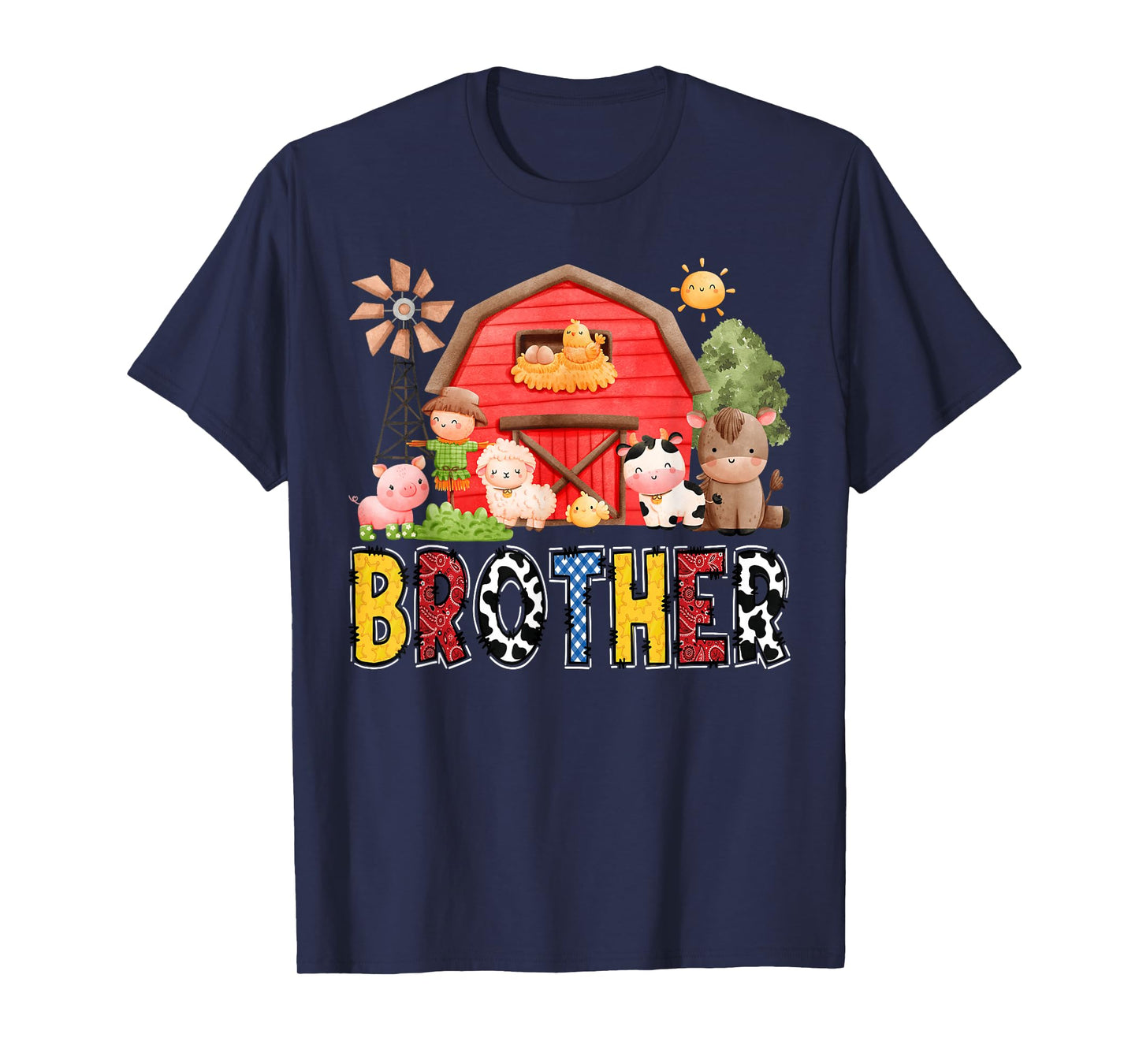 Brother Red Farm Cow Birthday Boy Matching Family Party T-Shirt