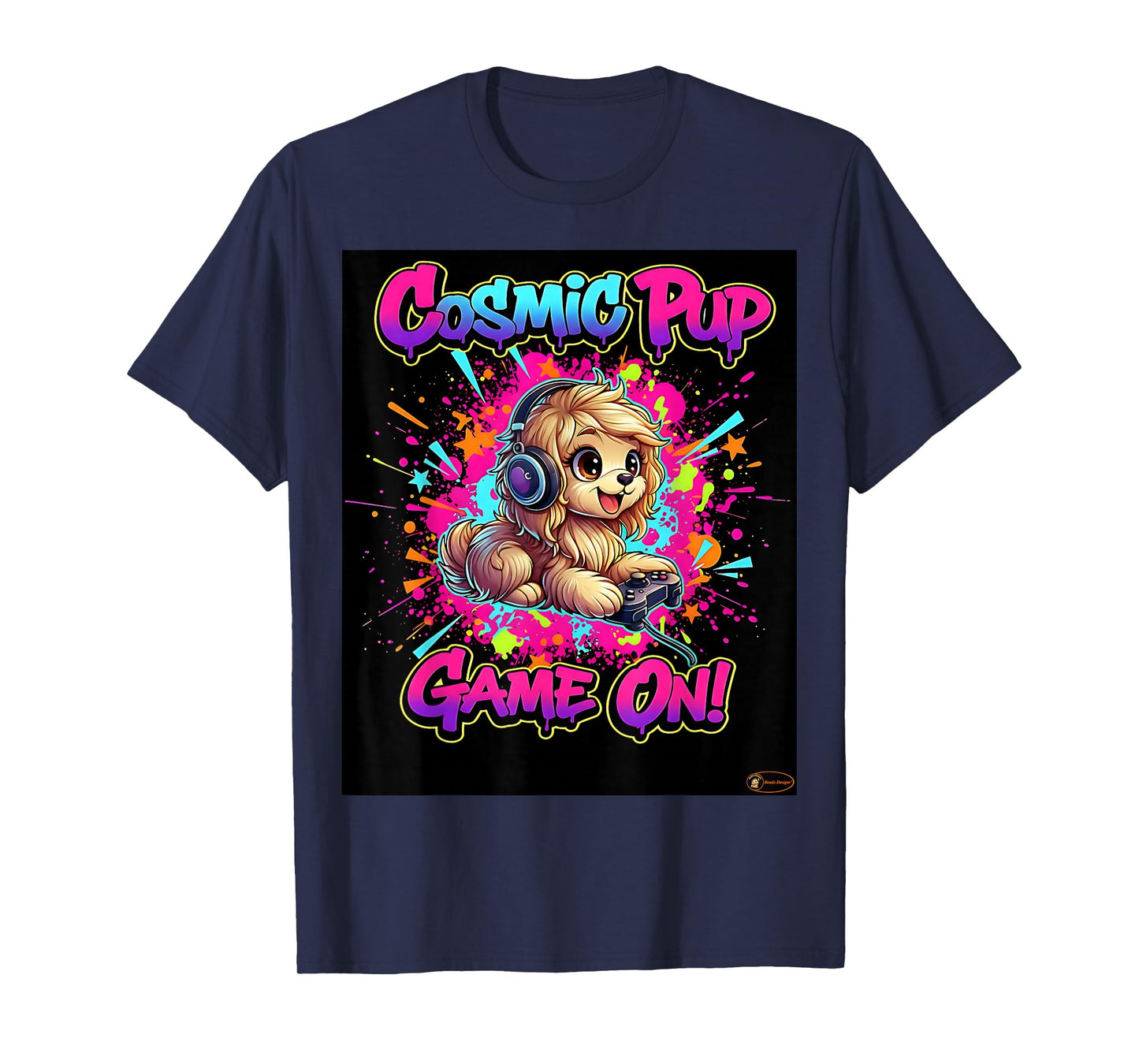 Cosmic Pup Game On - Cute Dog Gamer Design T-Shirt