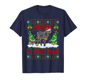 Zebra Ugly Xmas Sweater Funny Animal Lights Christmas T-Shirt
