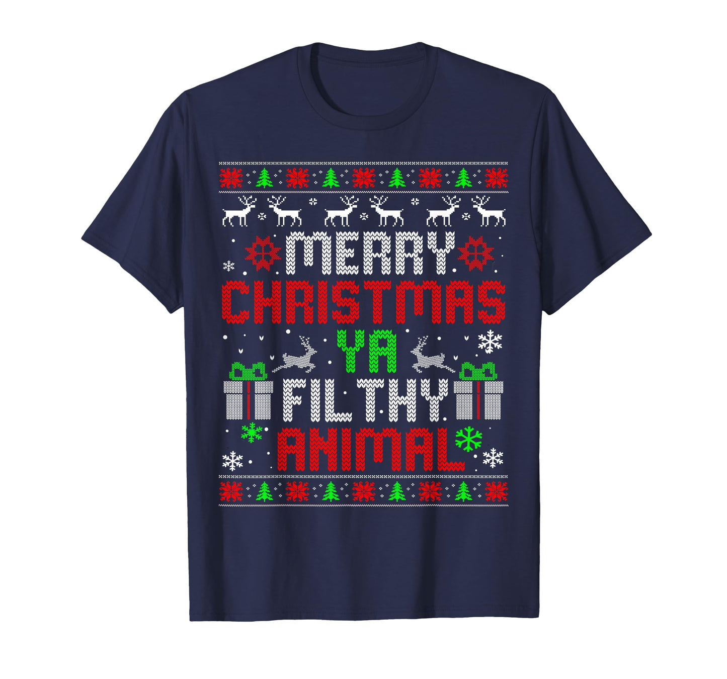 Merry Christmas Animal Filthy Ya Xmas Family Pajama T-Shirt