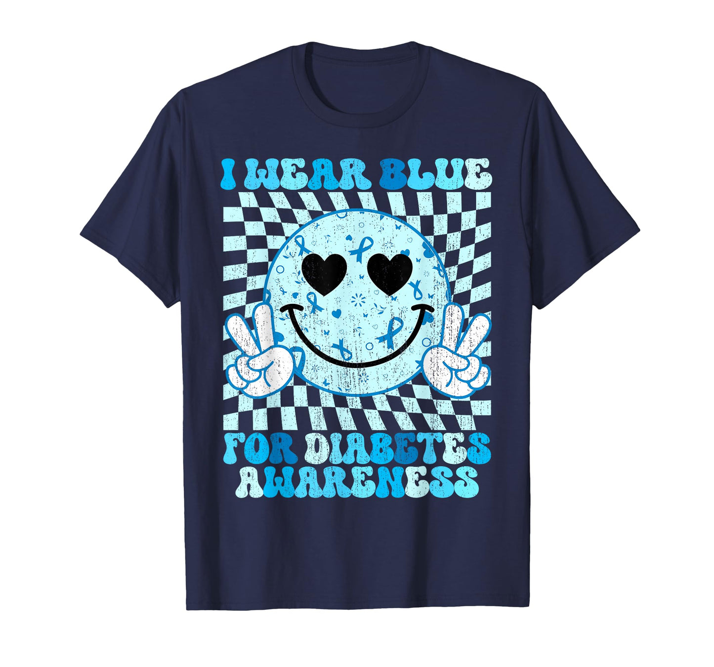 I Wear Blue for Diabetes Awareness Month Smile Face Diabetic T-Shirt
