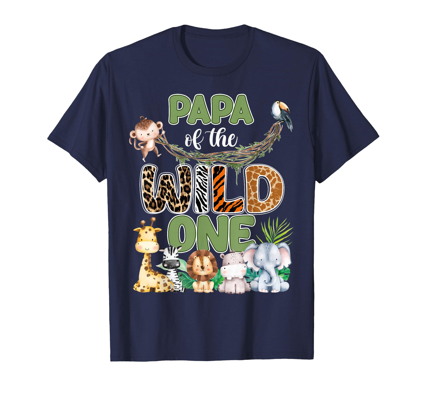 Papa of The Wild One 1St Birthday Family Safari Jungle T-Shirt