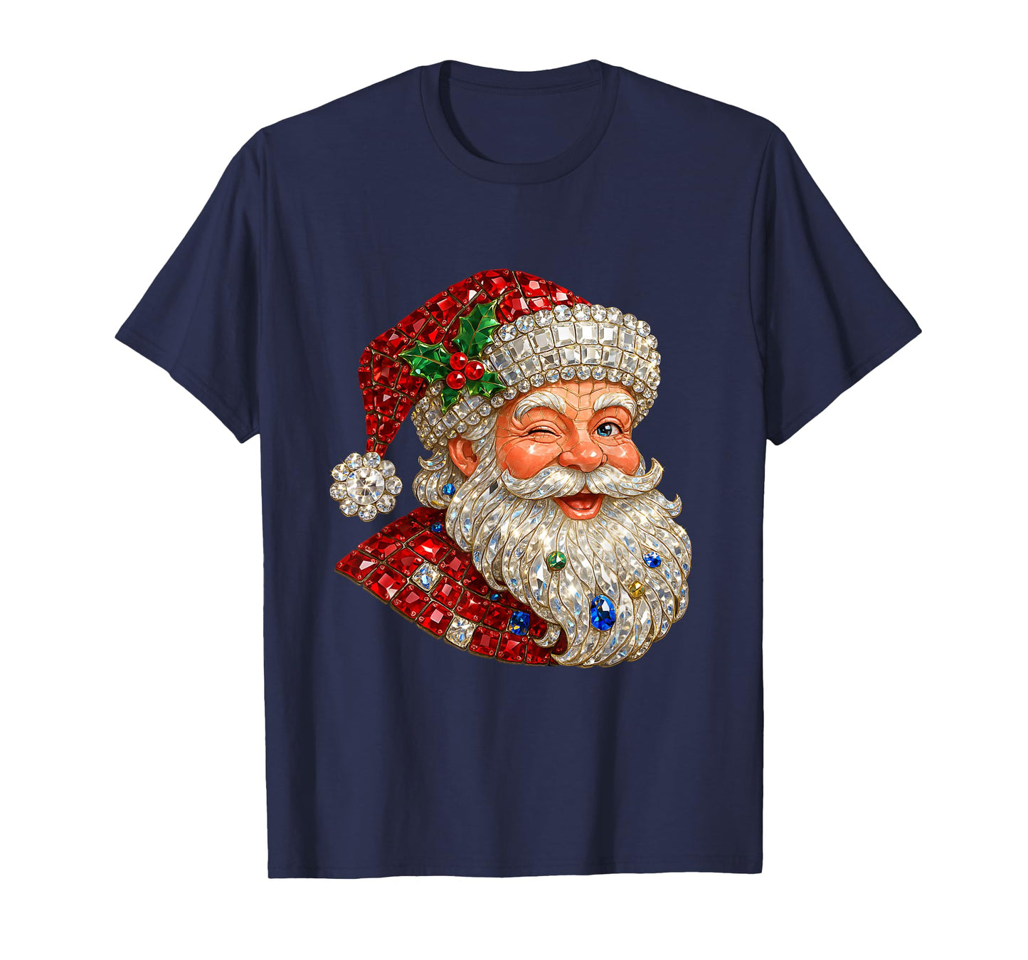 Pink Sparkle Santa Christmas Aesthetic Design T-Shirt