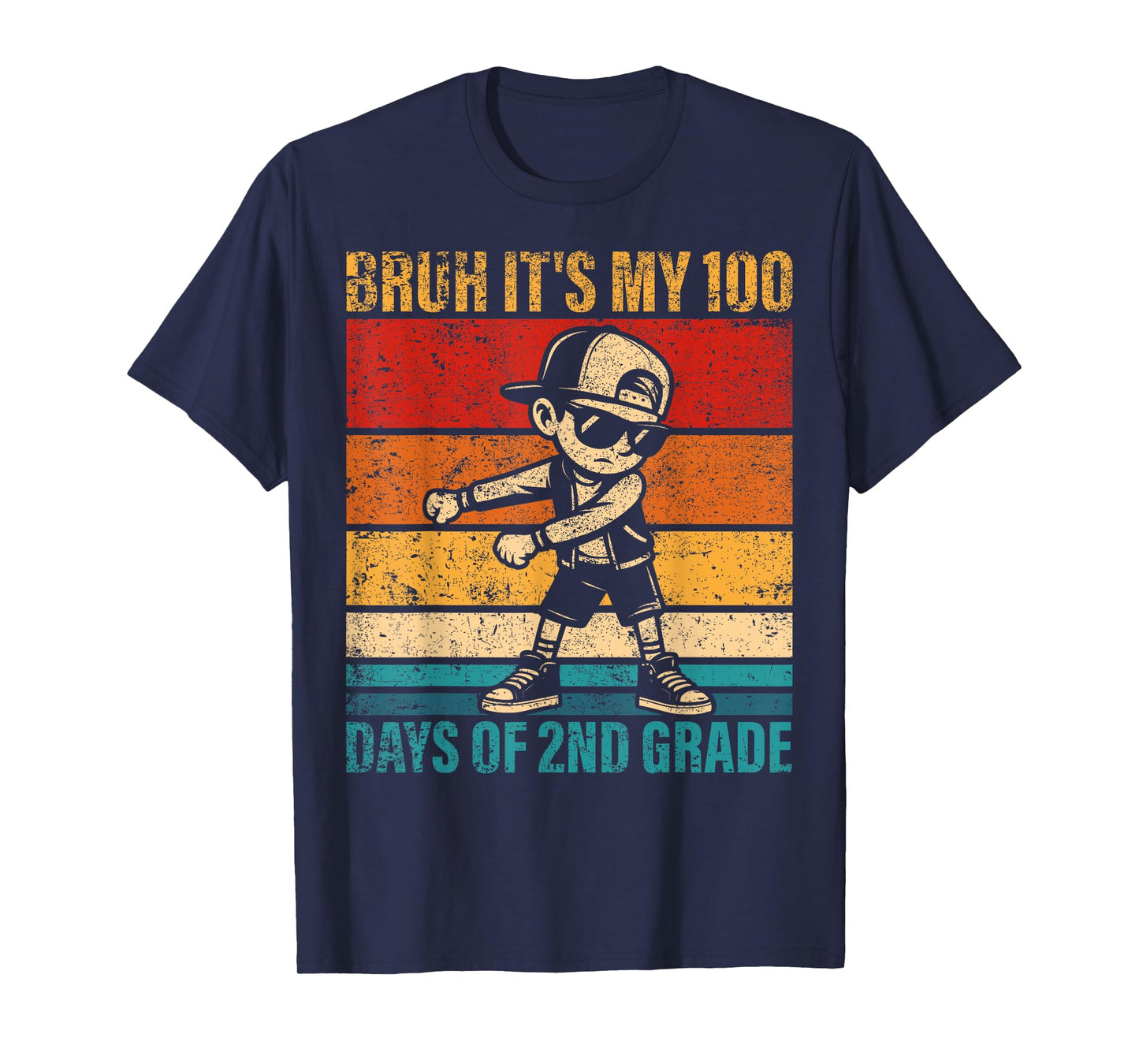 Bruh It's My 100 Days of 2nd Grade Flossing Boy Student T-Shirt