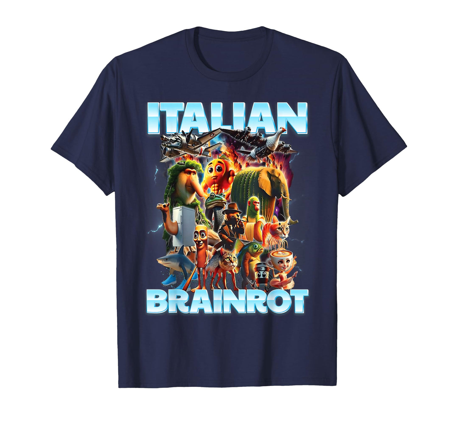 Italian Brainrot Characters Funny Meme for Men Women Kids T-Shirt