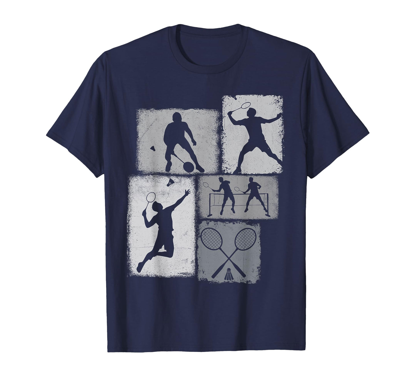 Badminton Player Collage Men Kids Coach Youth Boys T-Shirt