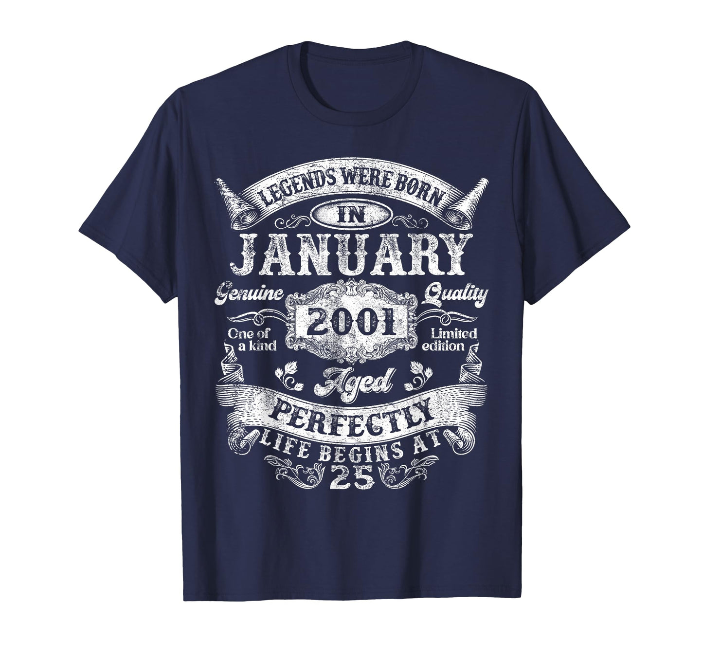 Legends were Born in January 2001 Vintage 25th Birthday Men T-Shirt