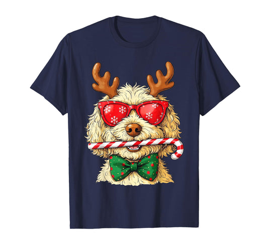 Golden Doodle Christmas Cute Candy Cane Reindoodle Dog T-Shirt