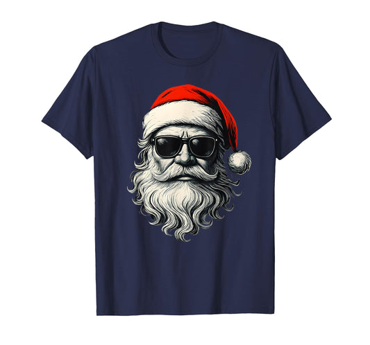 Santa Face Retro Sunglasses Funny Christmas Pajama Mens Boys T-Shirt