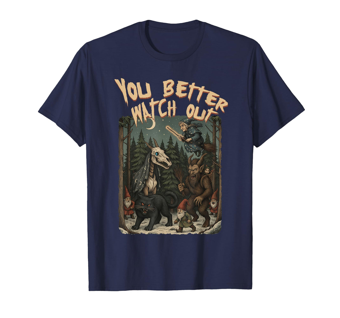 Yule Cat Krampus Icelandic Folklore You Better Watch Out T-Shirt