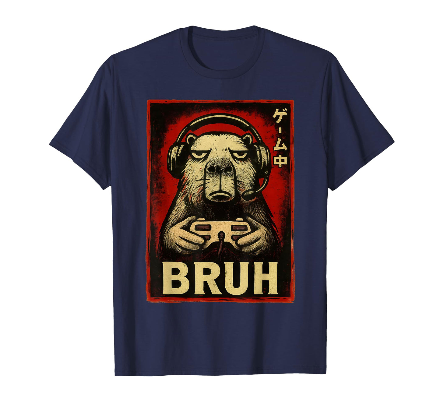 Funny Capybara Gamer Bruh Graphic Tee Men Boys Teens Gaming T-Shirt