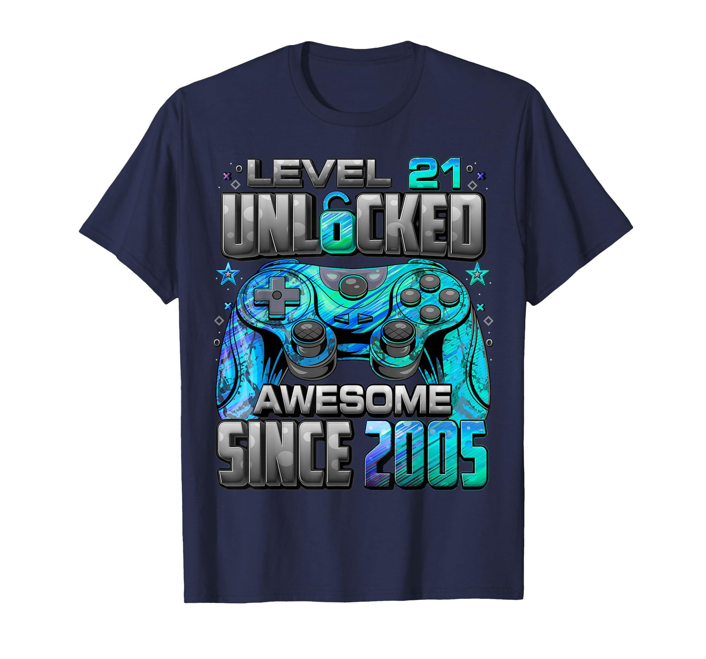 Level 21 Unlocked Awesome Since 2005 21st Birthday Gaming T-Shirt