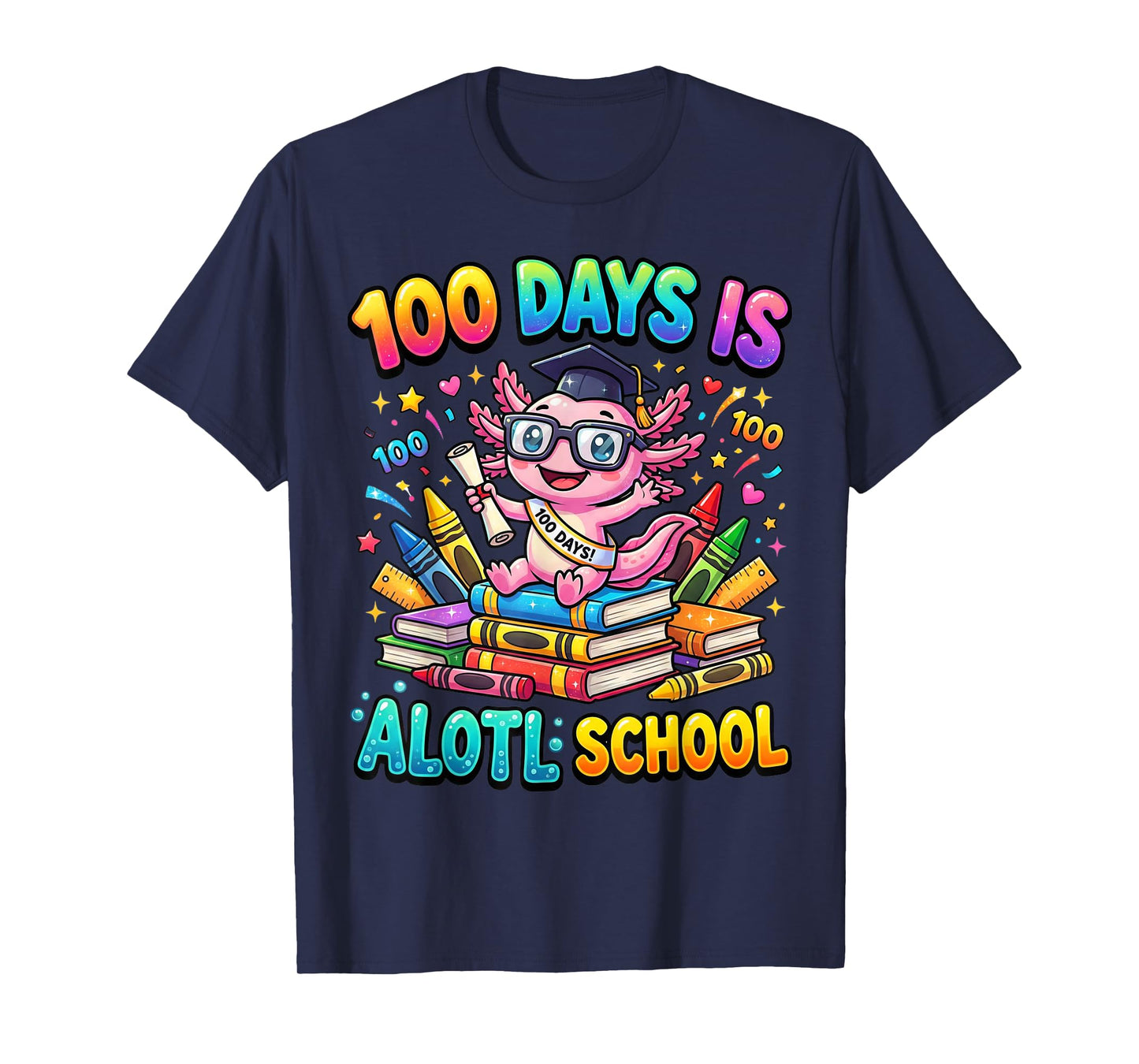 100 Days is Alotl School Shirt Funny Kids 100th Day Meme Tee T-Shirt