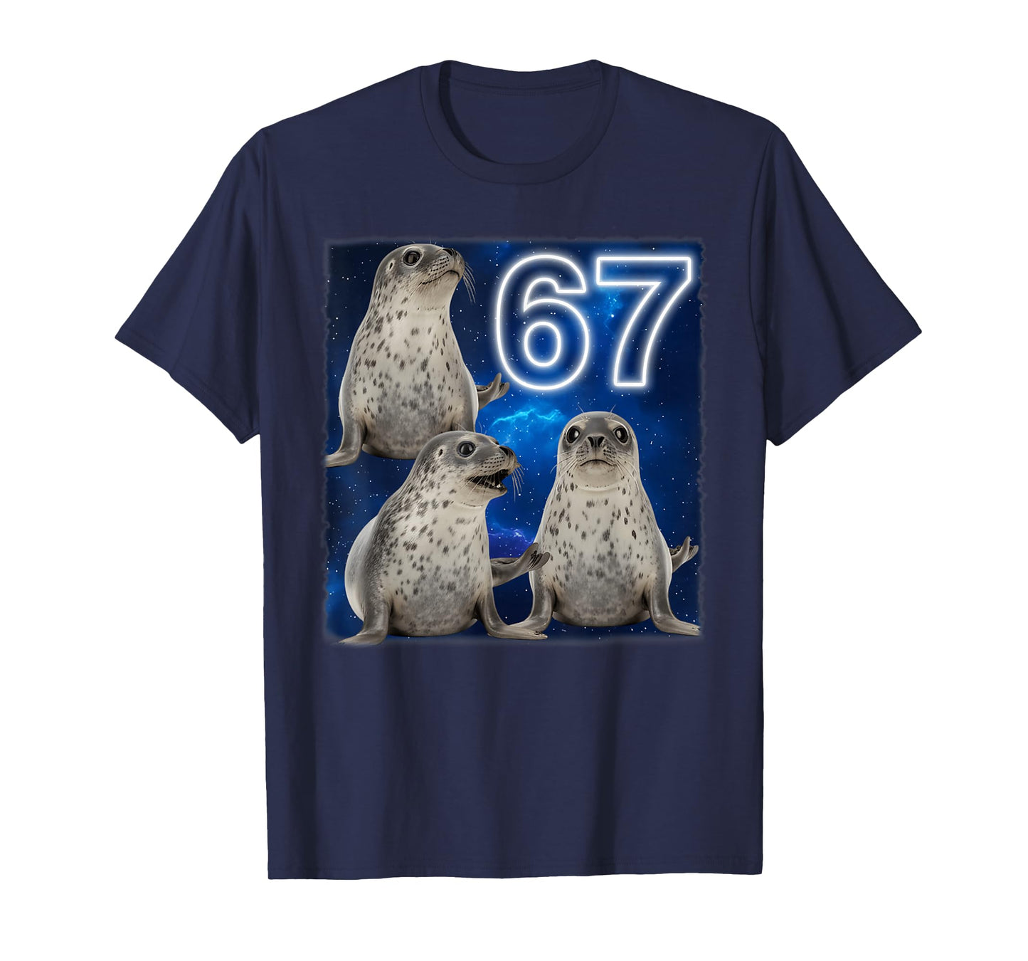 67 Meme Seal Howling at The Moon Parody 67 Six Seven Meme T-Shirt