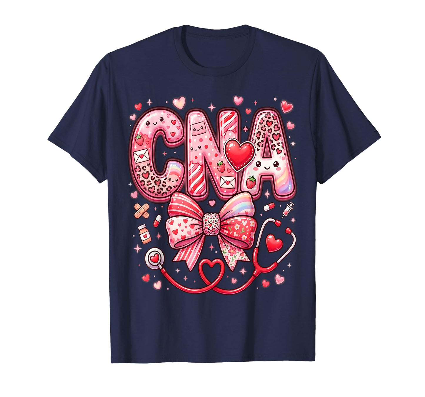 Hearts Certified Nursing Assistant Nurse CNA Valentines T-Shirt
