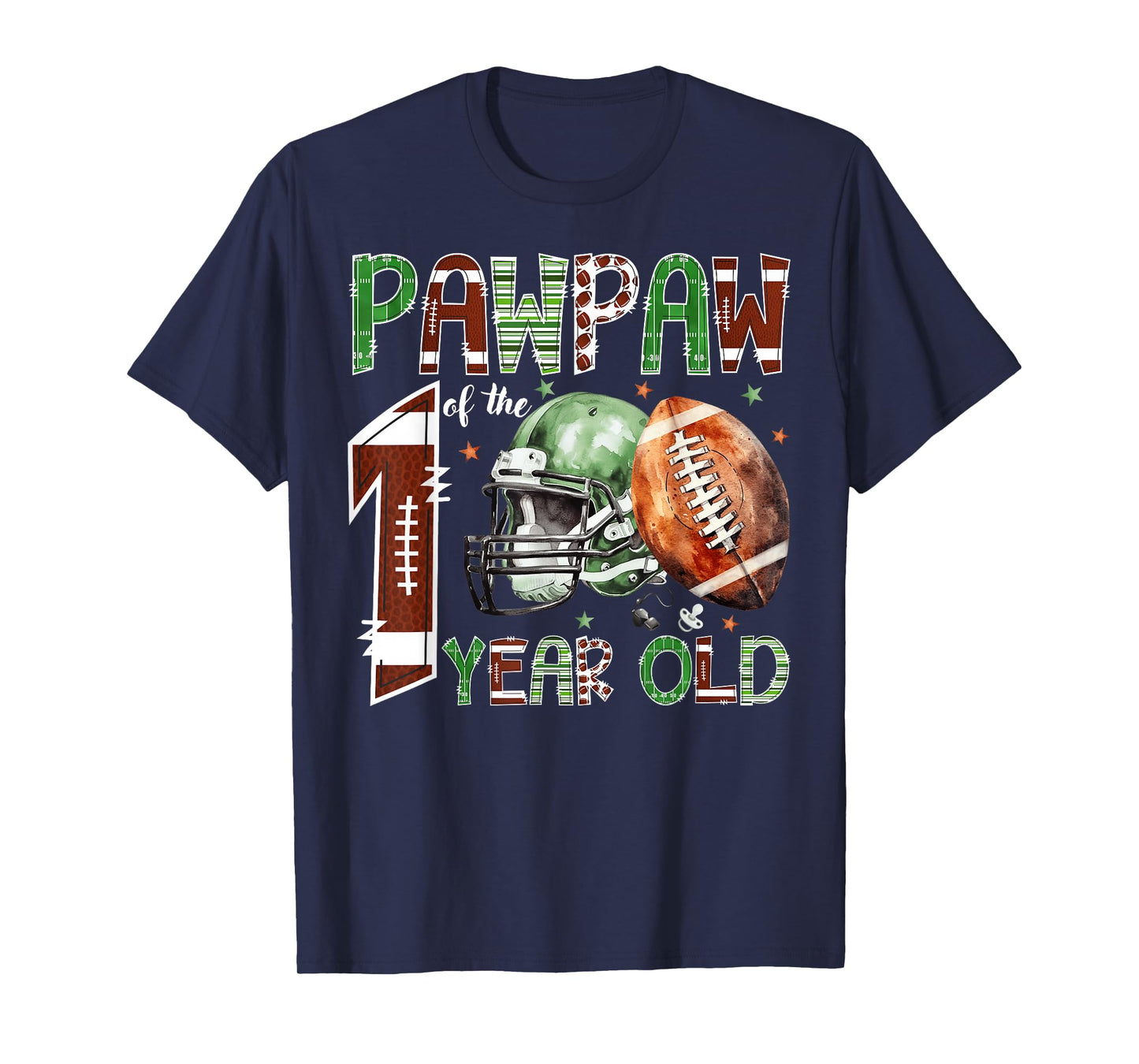 Pawpaw of The 1 Year Old Football Lover 1st Birthday Boy T-Shirt