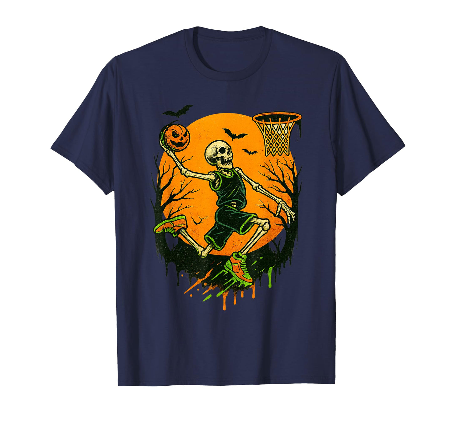 Spooky Basketball Halloween Costume Skeleton Player Boys T-Shirt