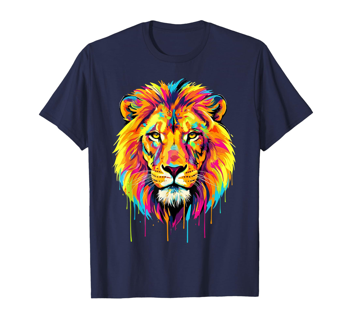 Colourful Cool Lion Head in Vivid Shades Artistic Designed T-Shirt