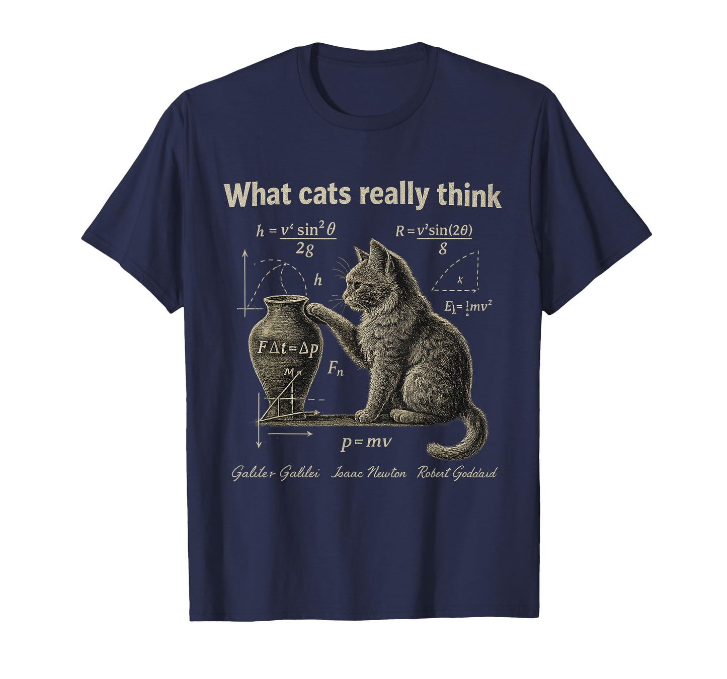 What Cats Really Think Funny Science Cat Vintage Physics T-Shirt
