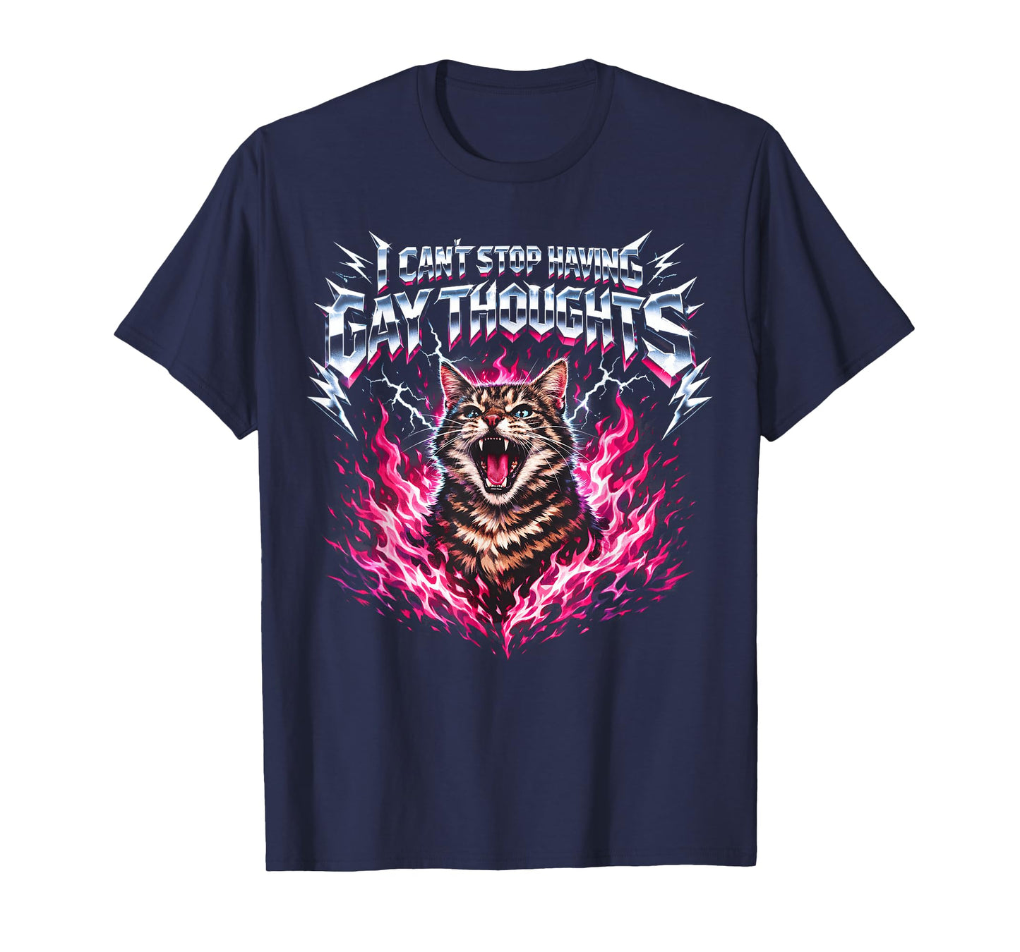 I Can't Stop Having Gay Thoughts Cat Pride Humor Queer T-Shirt