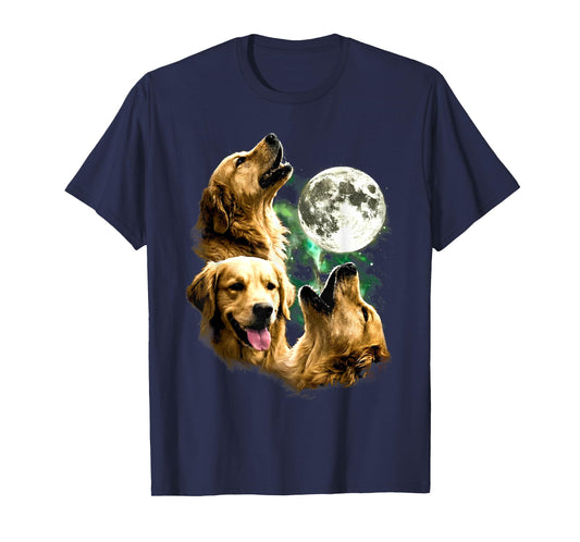 Vintage 90s Golden Retriever Howling at The Moon Retriever T-Shirt