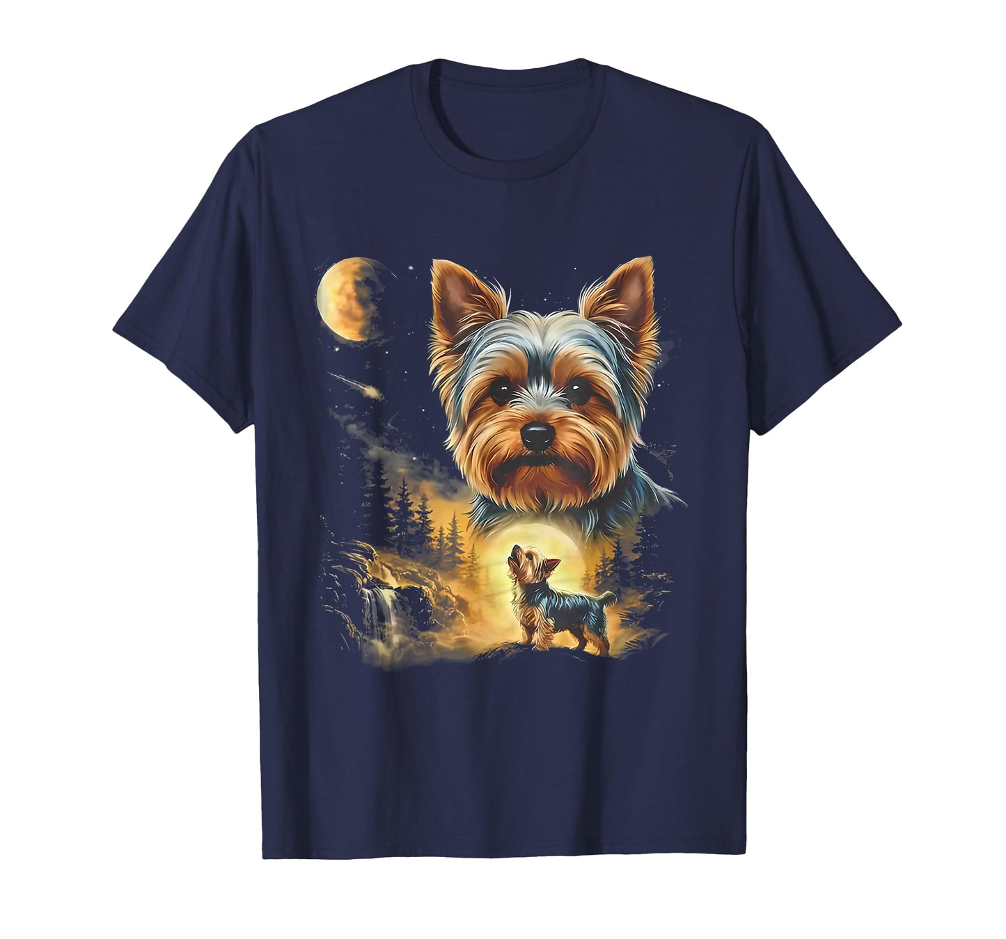Yorkie Howling to The Moon Vintage T-Shirt
