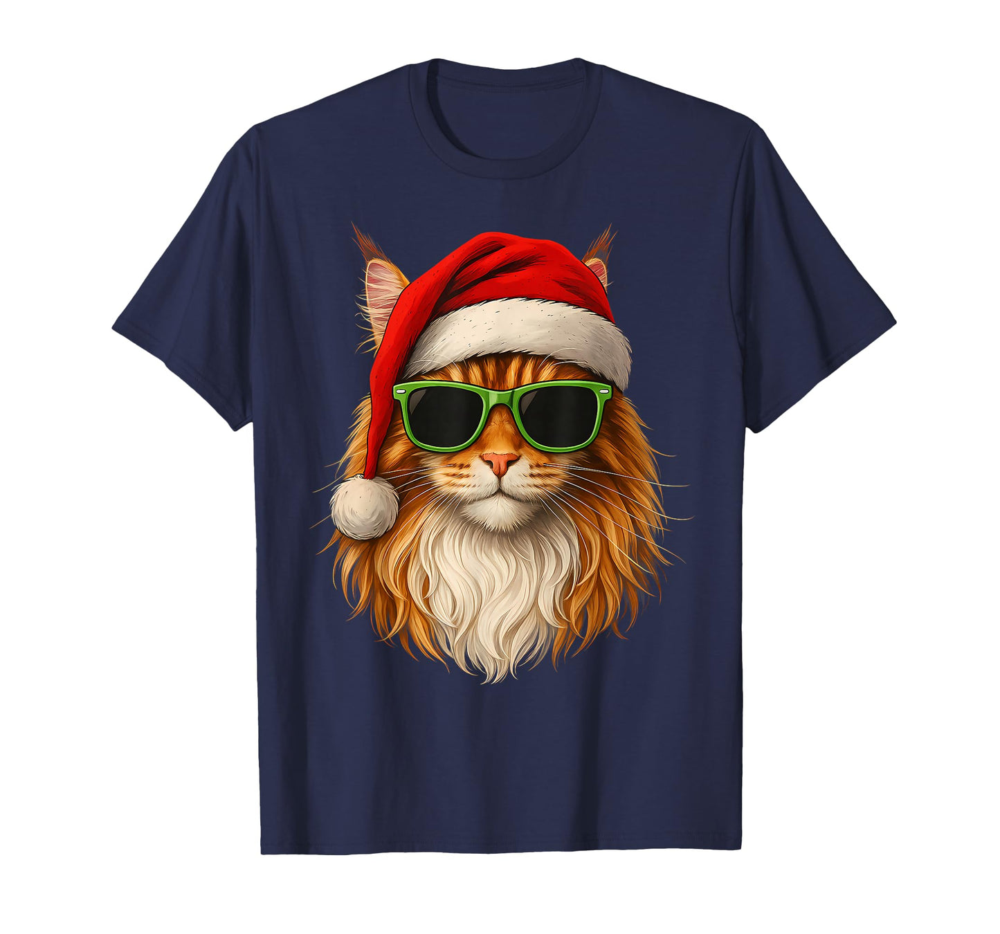 Meowy Catmas Santa Hat Maine Coon Cat Christmas Pajamas T-Shirt