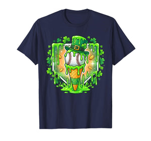 St Patrick Day Baseball Drip Ice Cream Baseball Home Plate T-Shirt