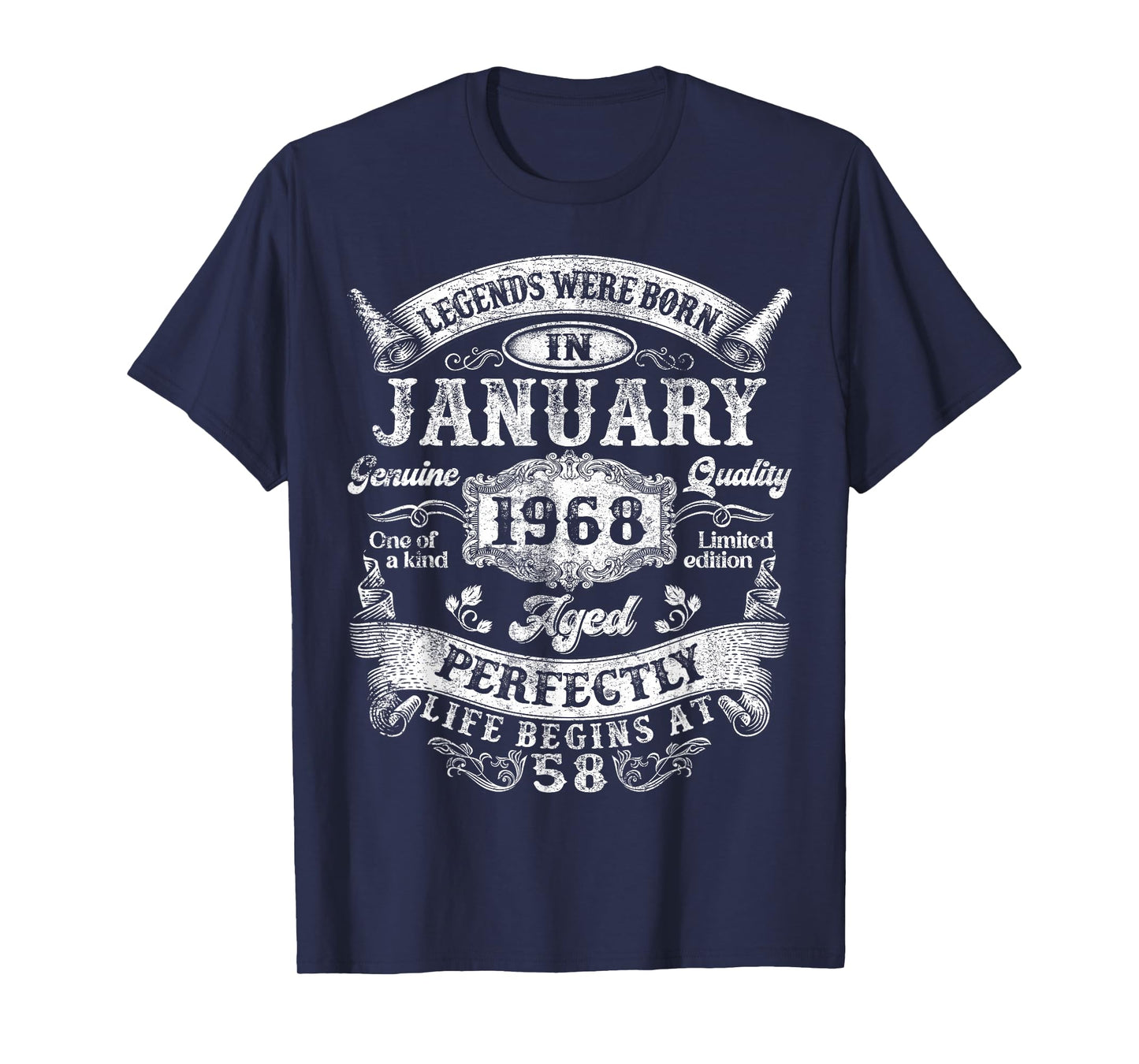 Legends were Born in January 1968 Vintage 58th Birthday Men T-Shirt
