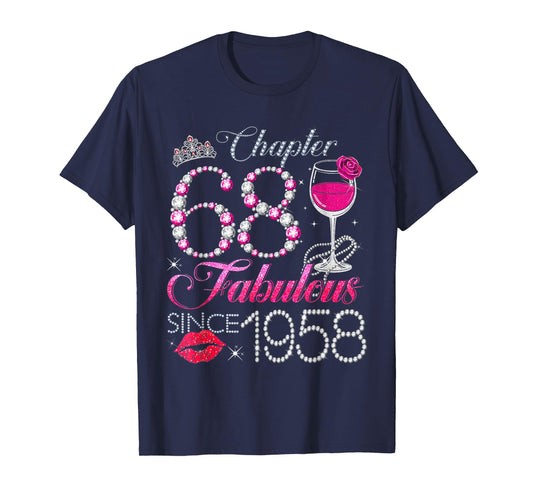 Chapter 68 Fabulous Since 1958 68th Birthday Queen Diamond T-Shirt