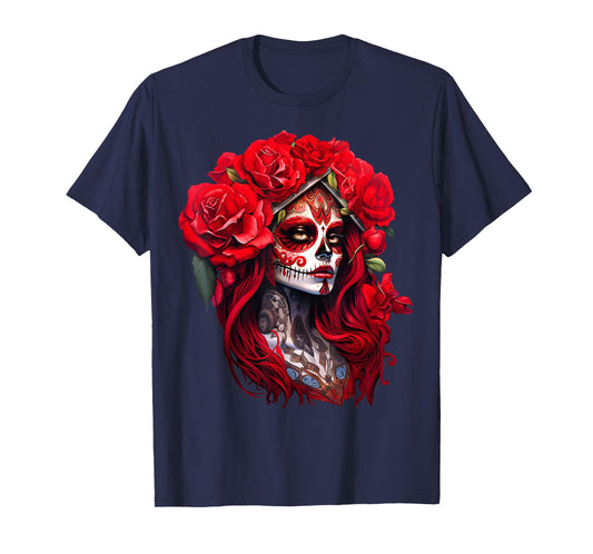 De Los Muertos La Catrina Day of The Dead Sugar Skull Women T-Shirt
