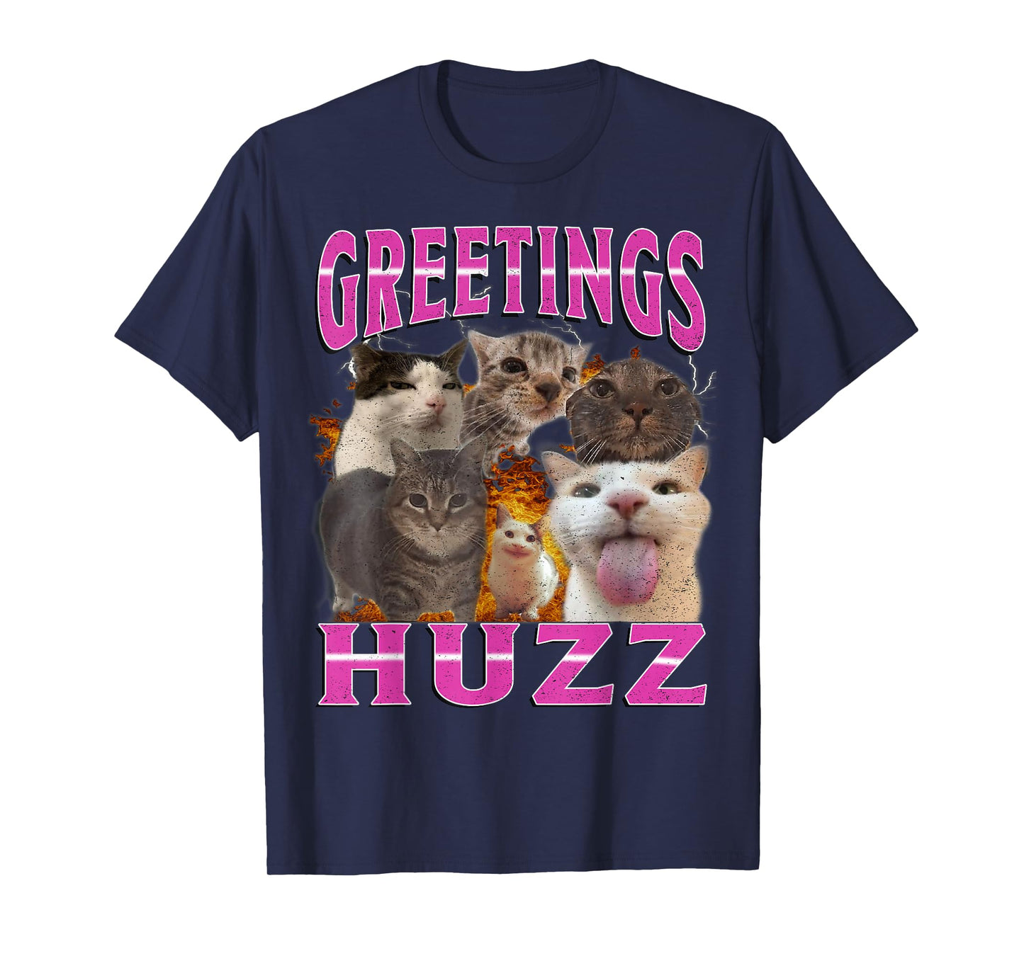 Cat Meme Greetings Huzz Funny Silly Cats Humor Bootleg T-Shirt