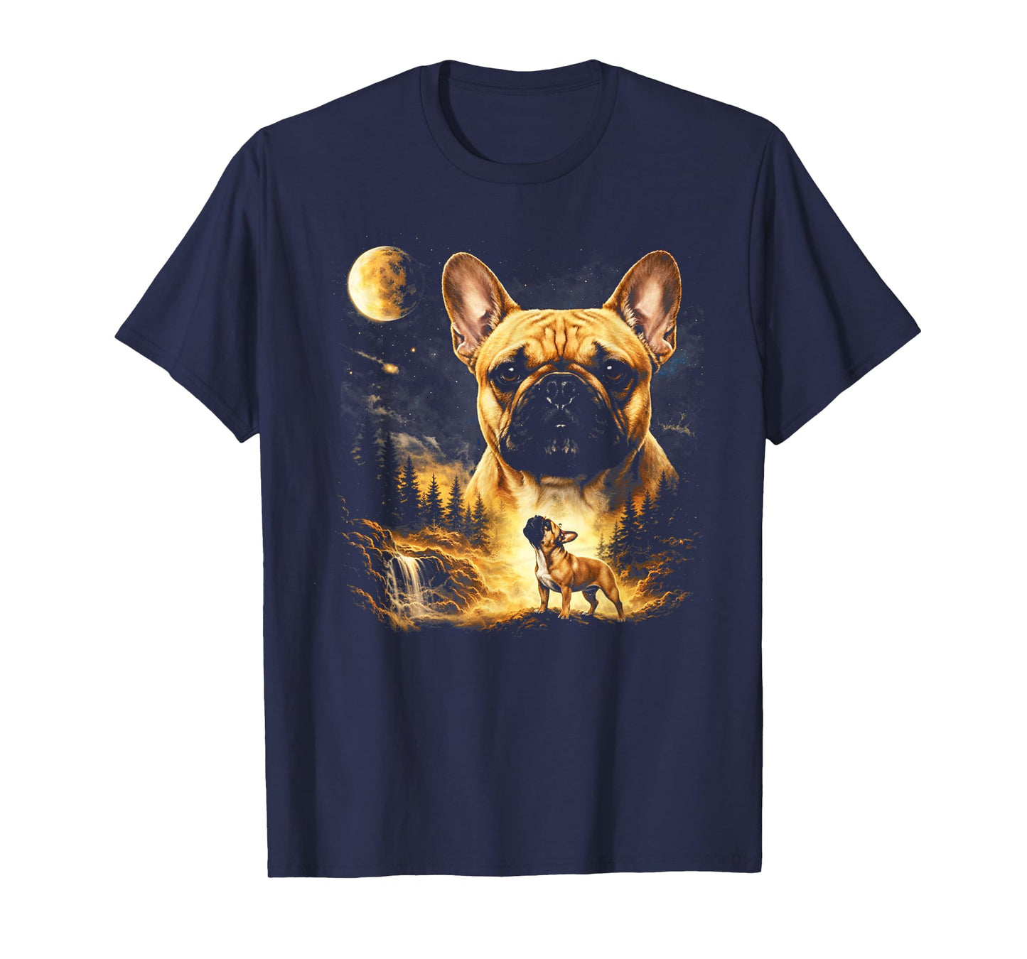 French Bulldog Howling to The Moon Vintage 90s Funny Dog T-Shirt