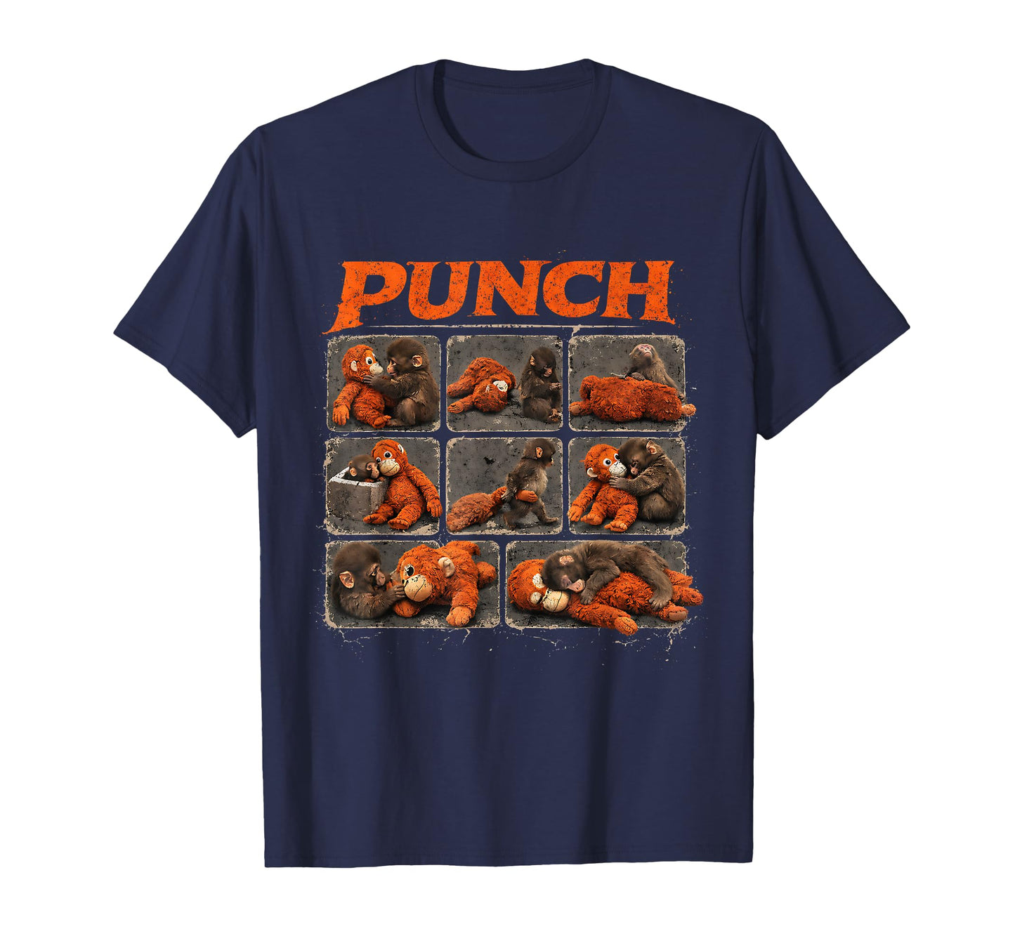 Punch Cute Monkey and Teddy Collage Design T-Shirt