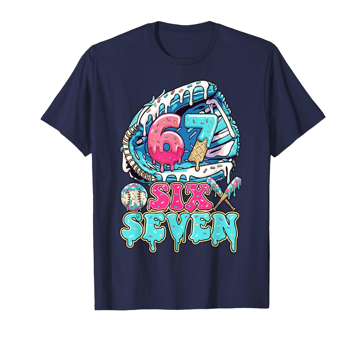 Six Seven 67 Ice Cream Drip Baseball Gift for Boy Kids Youth T-Shirt