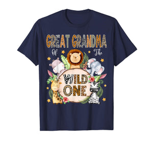 Great Grandma of The Wild One 1St Birthday Kids Safari T-Shirt