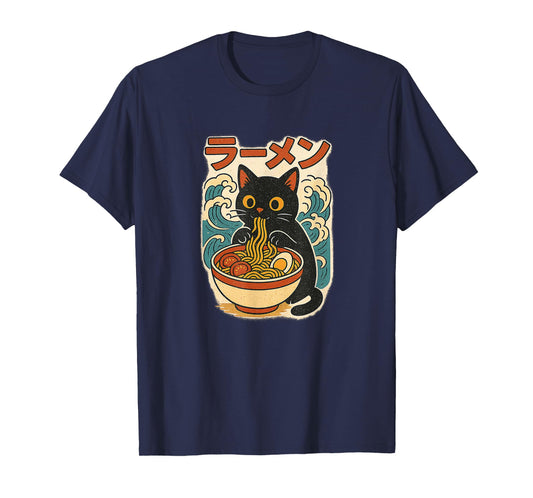 Kawaii Cute Japanese Cat Anime Ramen Funny Graphic Tees T-Shirt