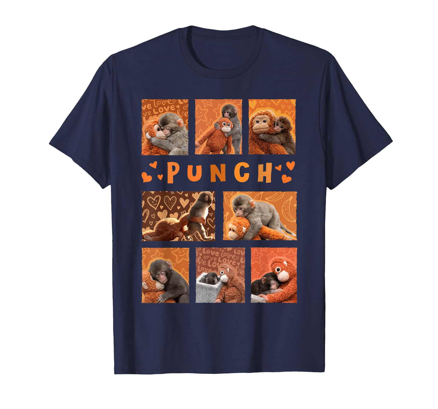 Baby Monkey Punch Mama Monkey Plush Hugs Kids Men Women Cute T-Shirt